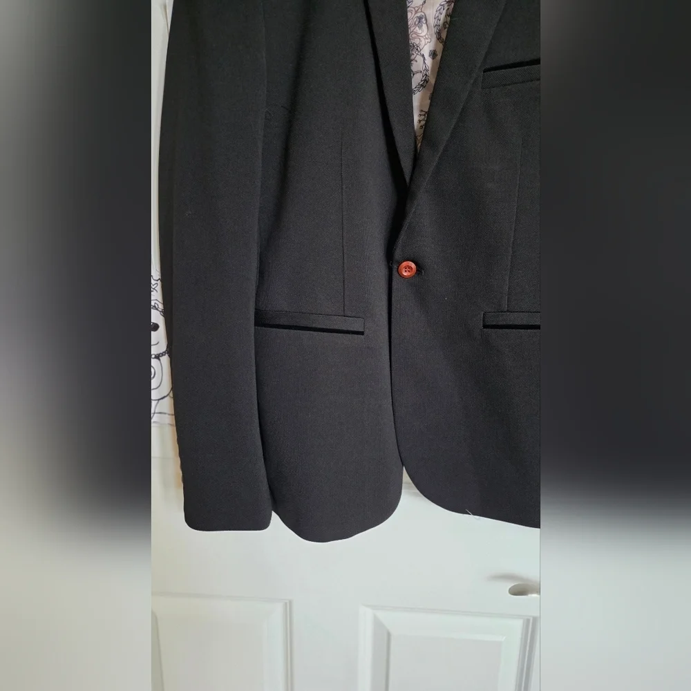 Men’s Black Tailored Blazer Single Button Classic Slim Fit Jacket Size 5XL